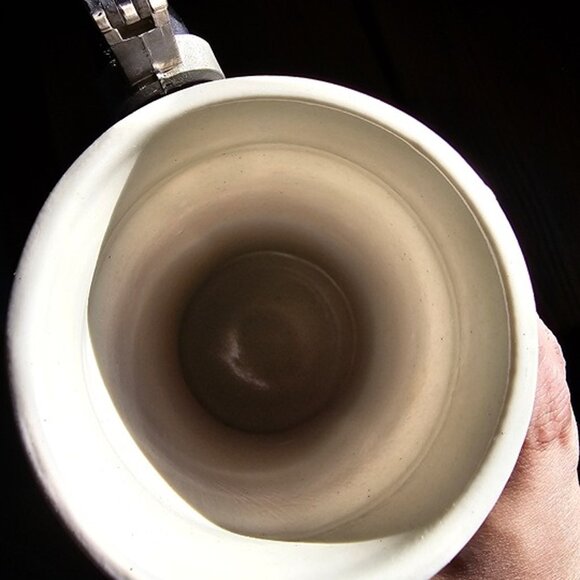 Vintage Fishing Man Ceramic Collectible Beer Stein with Fine Pewter Flip Lid - Picture 8 of 8